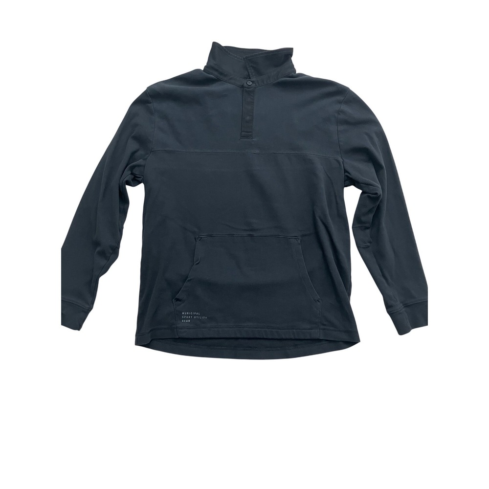 Municipal Sport Utility Gear Mens Large Black Button‎ Mock Neck Pullover Sweater
